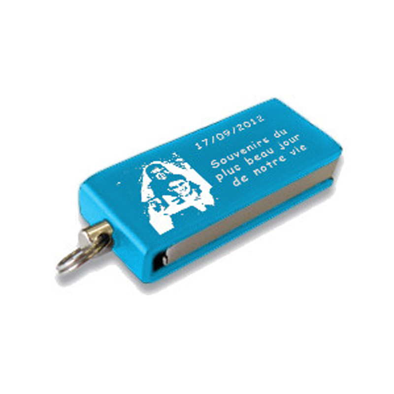 Clé USB 8Go mini bleue gravée