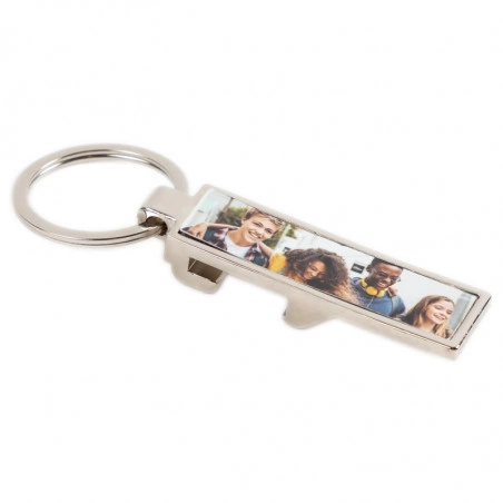 Porte clé décapsuleur rectangle long photo Porte clé décapsuleur rectangle long photo
