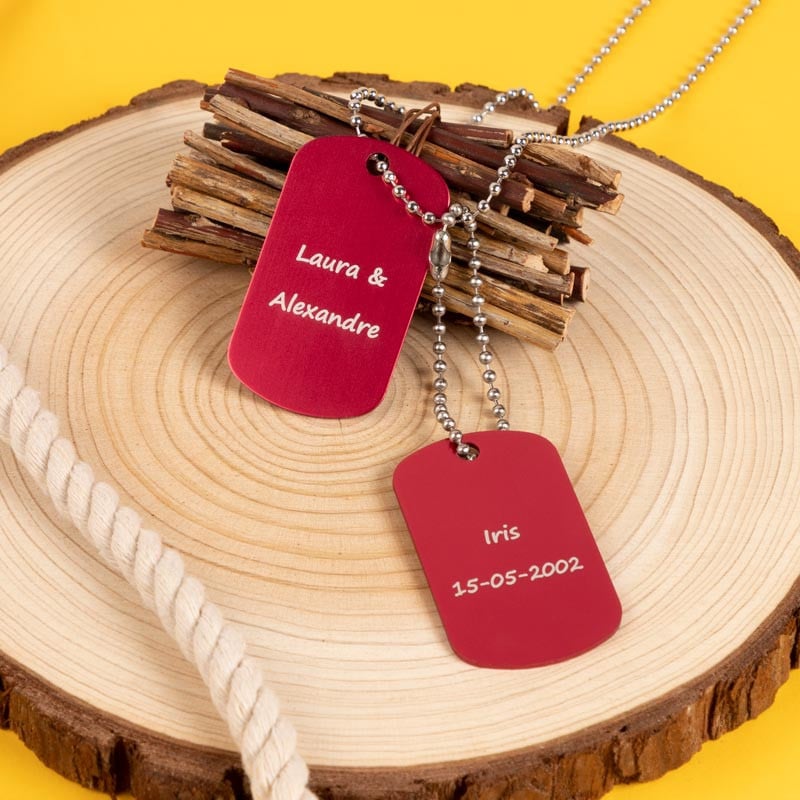 Dog tag double plaque rouge