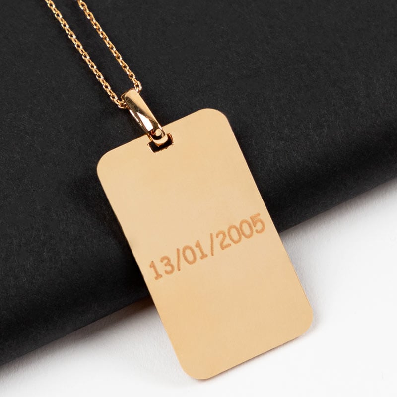 Grand pendentif identité plaqué or