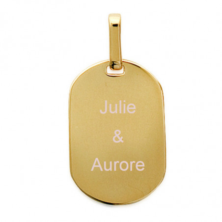 Pendentif plaque arrondie gravé