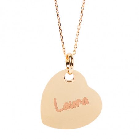 Collier coeur plaqué or gravé