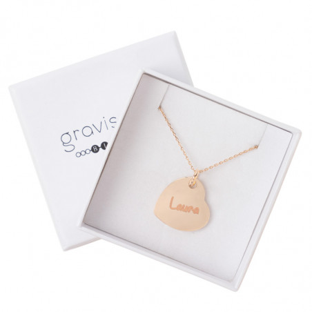 Collier coeur or gravé et son écrin