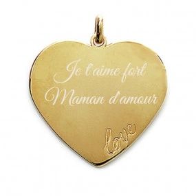 Pendentif plaqué or coeur love gravé