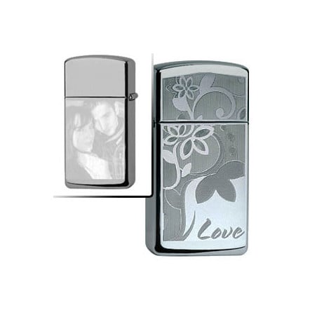 Briquet Zippo (Photo et Texte) High Polish Chrome Personnalisable