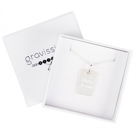 Pendant plaque argent dans sa boite gravissimo Pendant plaque argent dans sa boite gravissimo