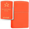 Briquet Zippo orange fluo gravé