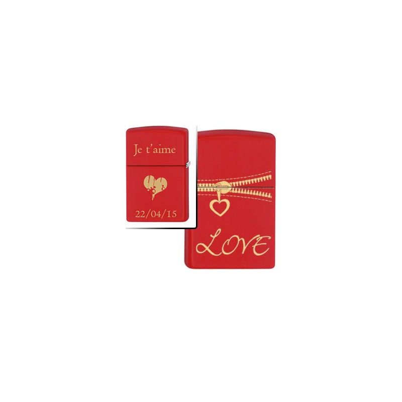 Briquet Zippo Love Zipper gravé