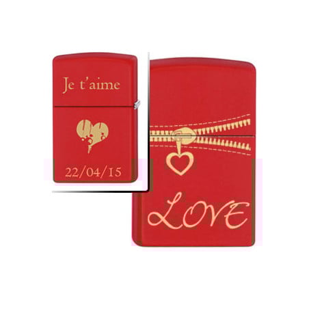 Briquet Zippo Love Zipper gravé