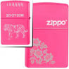 Briquet zippo rose fluo fleurs gravé