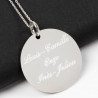 Grand pendentif rond argent gravé