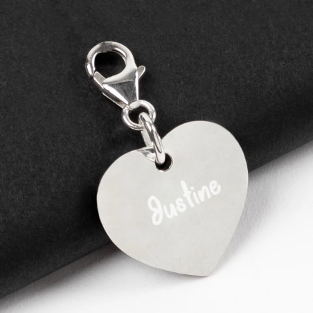 Pendentif clip coeur gravé