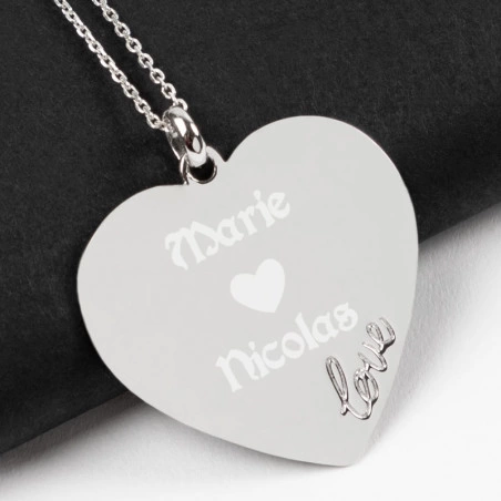 Pendentif coeur love en argent 925/000