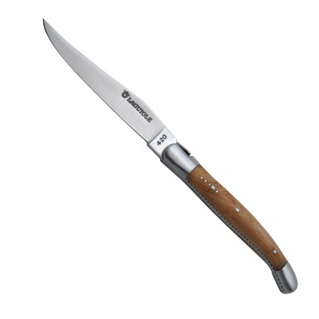 Couteau traditionnel avec manche en bois de genevrier et lame gravée