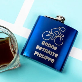 Flasque bleu gravée