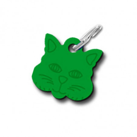 Médaillon Cat Pour Chat gravé vert