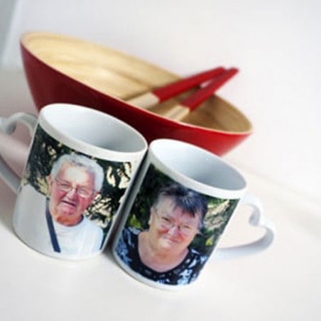 Mugs x 2 anse coeur à personnaliser Mugs x 2 anse coeur à personnaliser