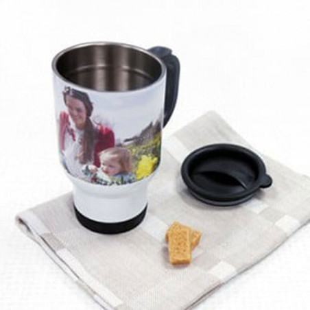 Tasse thermos blanche avec couvercle Tasse thermos blanche avec couvercle