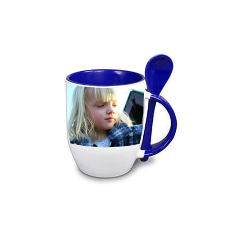 Tasse Bleu cuillère personnalisée