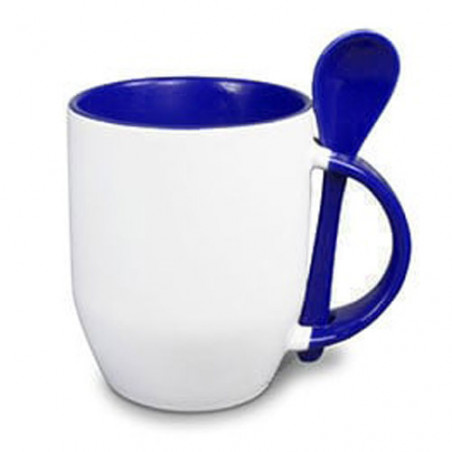 Tasse bleu avec cuillère à personnaliser
