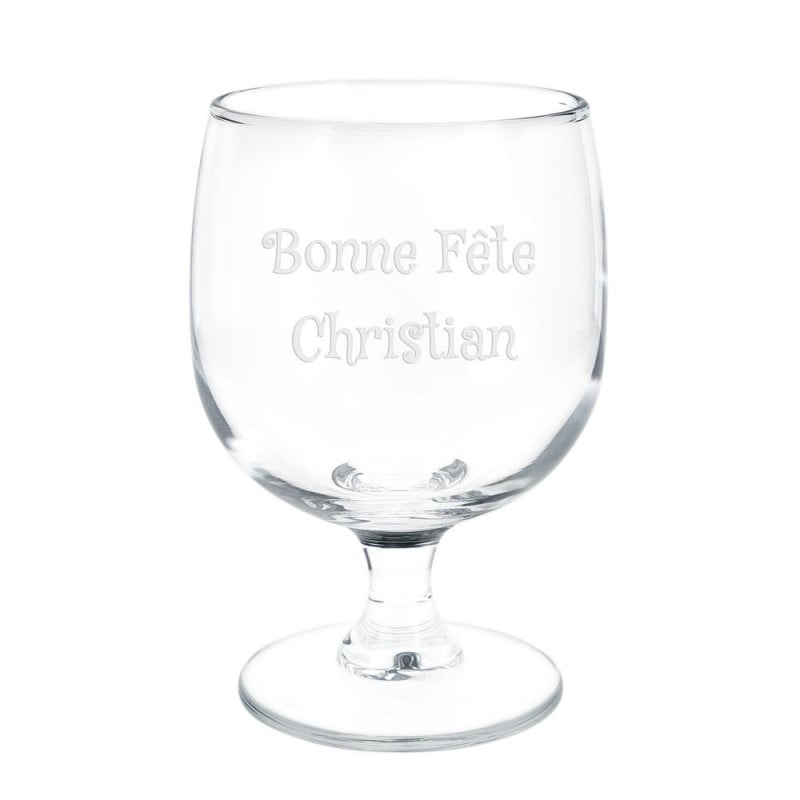 Verre à cognac à pied gravé