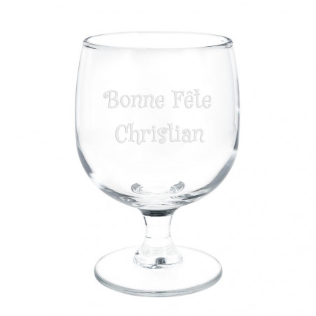 Verre à cognac à pied gravé