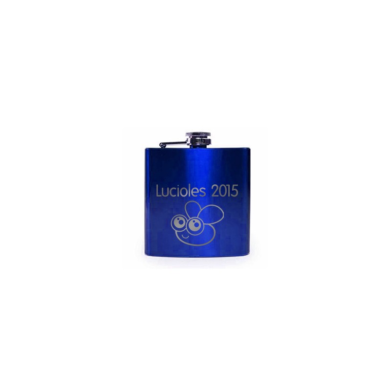Flasque bleu gravée Flasque bleu gravée