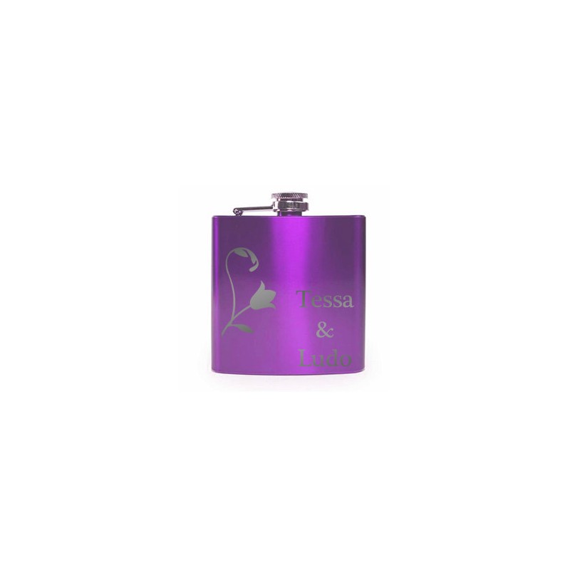 Flasque violette gravée pour femme