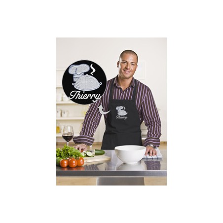 Tablier de Cuisine Noir Brodé