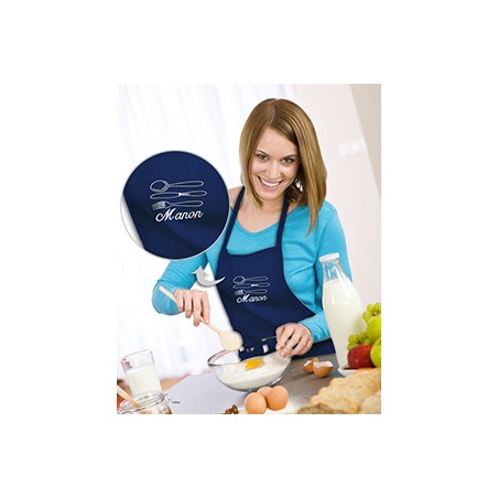 Tablier de Cuisine Bleu Foncé Brodé
