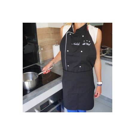Tablier de Chef Cuisinier Noir Brodé