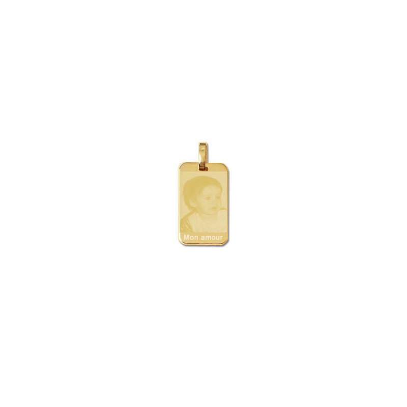 Grand Pendentif Plaqué Or 18k Plaque ID