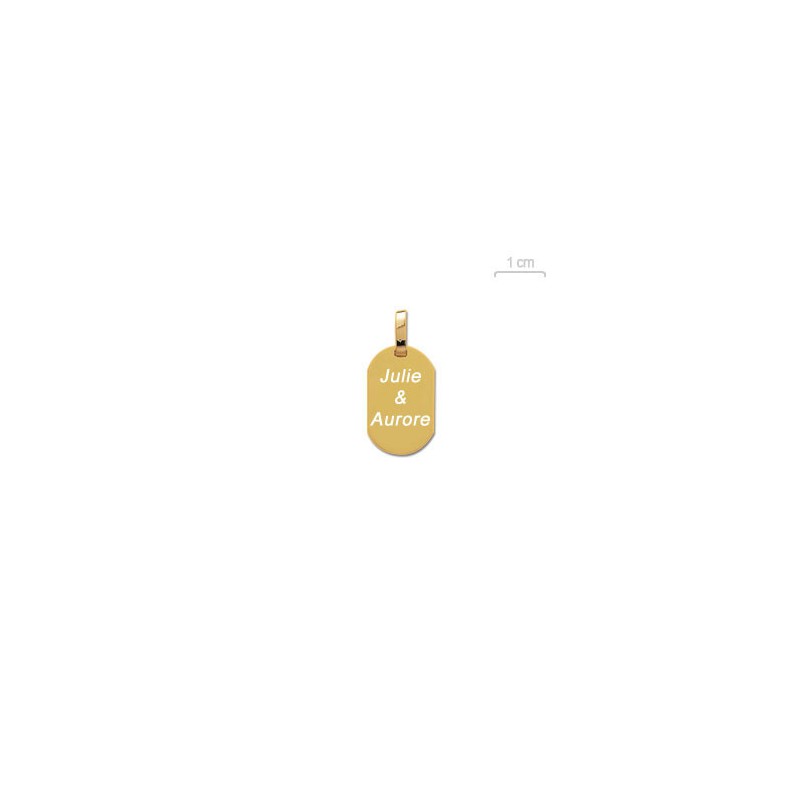 Petit Pendentif Plaqué Or 18k Plaque Arrondie