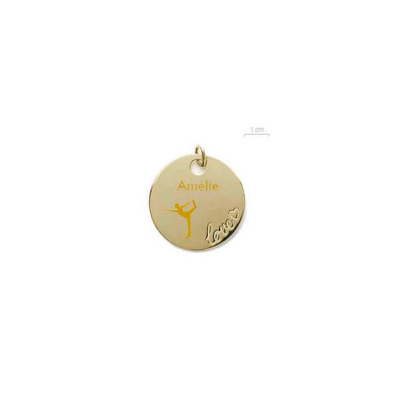 Grand Pendentif Plaqué Or 18k Rond Love