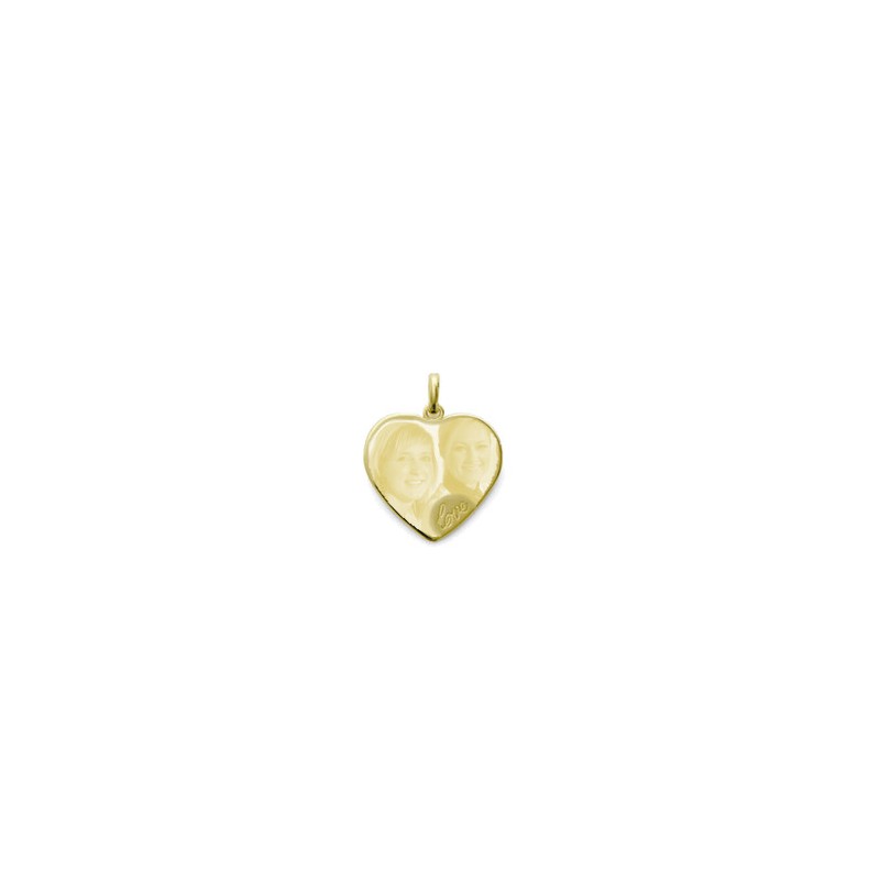 Grand Pendentif Plaqué Or 18k Coeur Love