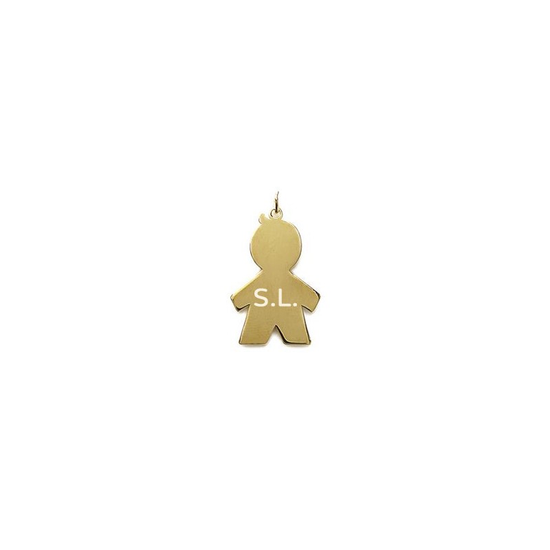 Pendentif Initiale Plaqué Or 18k Petit Garçon