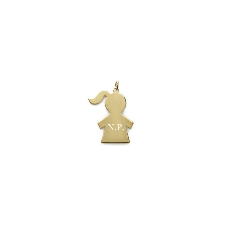 Pendentif Initiale Plaqué Or 18k Petit Fille