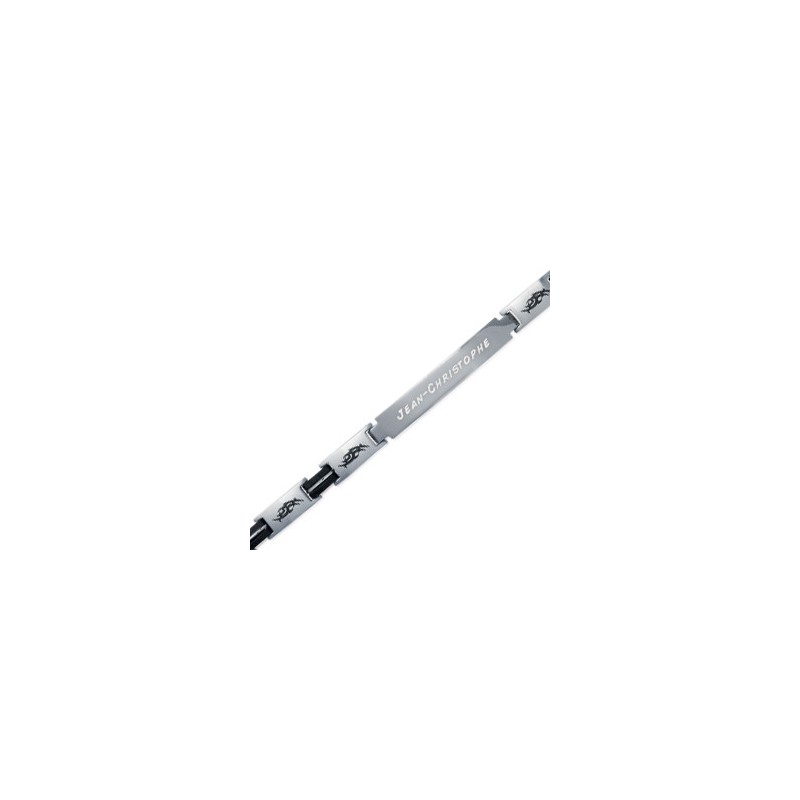 Gourmette Tribal 8mm en Acier et Ruthenium