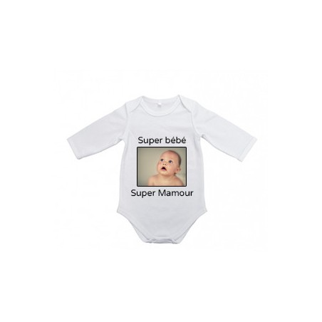 Body Blanc Manches Longues Pour Bebe