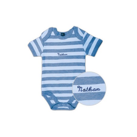 Body Bébé Rayé Bleu Clair Brodé