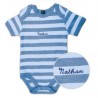 Body Bébé Rayé Bleu Clair Brodé