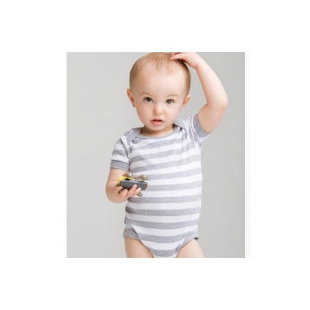 Body Bébé Rayé Gris Brodé