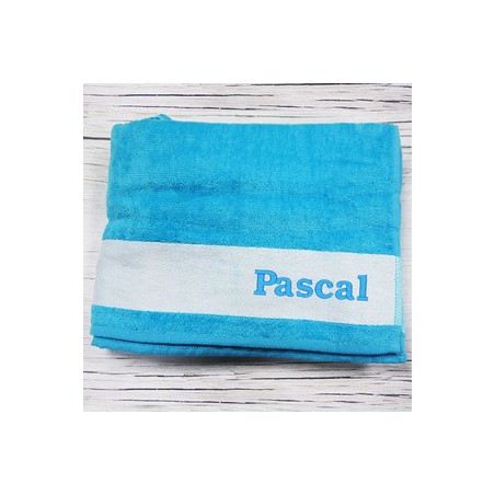 Serviette de Plage Turquoise Brodée