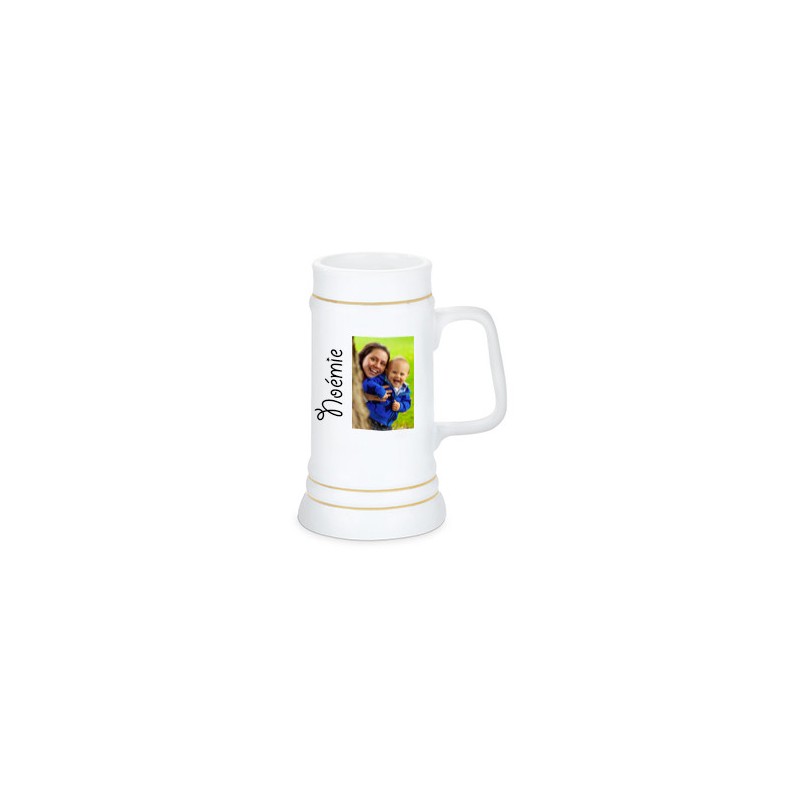 Chope à Bière Blanche Bord Doré