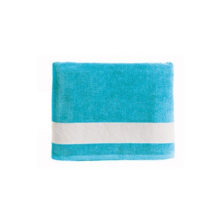 Serviette de Plage Turquoise Brodée