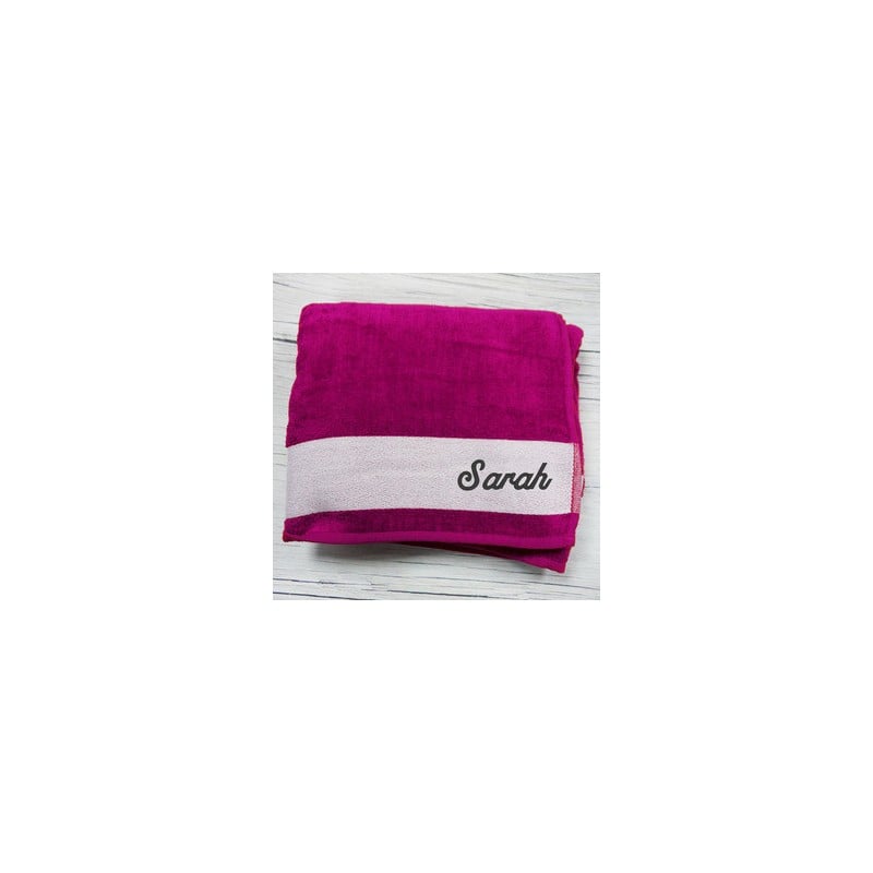 Serviette de Plage Framboise Brodée