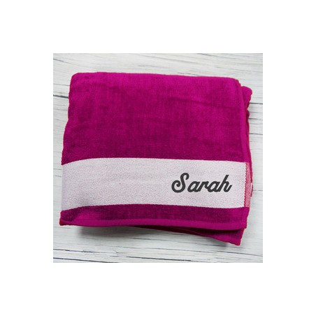 Serviette de Plage Framboise Brodée