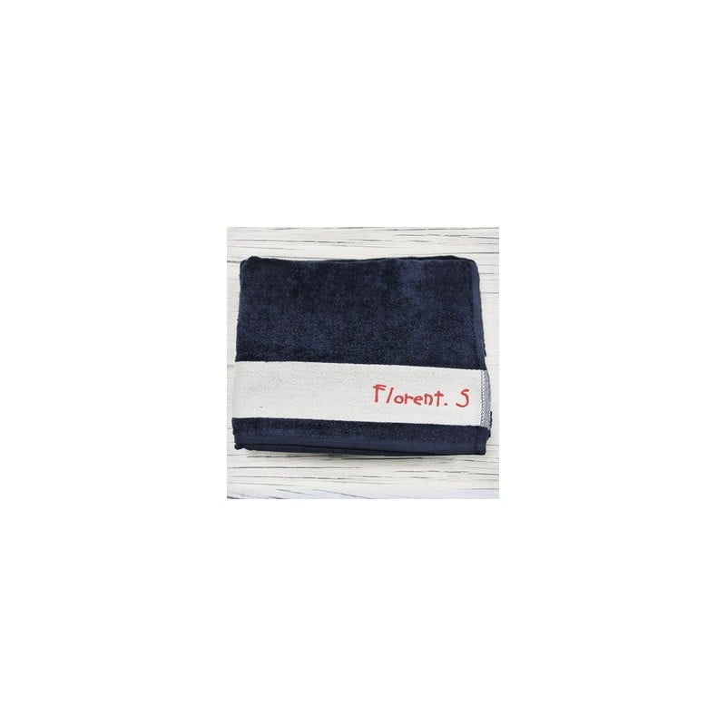 Serviette de Plage Bleu Foncé Brodée