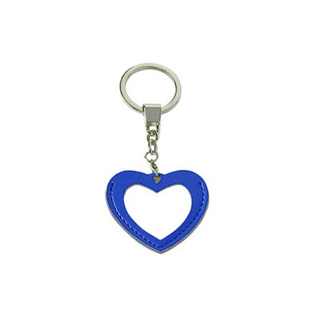 Porte-clé Coeur Simili-cuir Bleu
