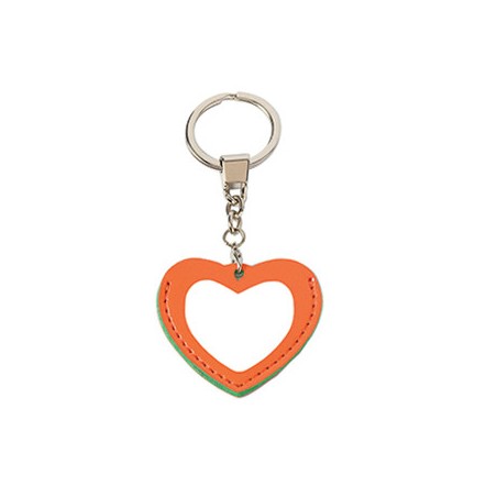 Porte-clé Coeur Simili-cuir Orange